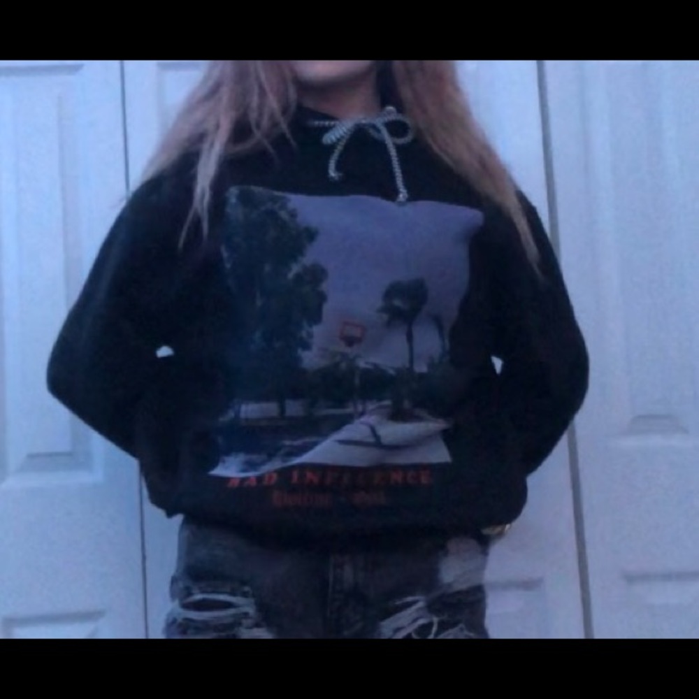 Black “bad influence” hoodie